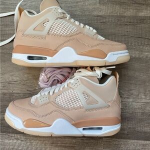 Jordan 4 Women's ‘Shimmer’ Sneakers in Beige and White